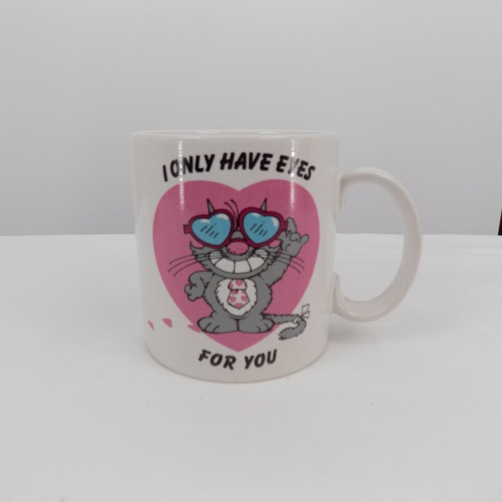 Applause I Only Have Eyes for You Valentines Day Cat Coffee Mug Vintage 1987